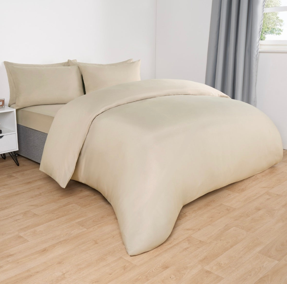 Plain Duvet Cover Set - Natural