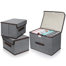 3 Pcs Fabric Foldable Storage Boxes with Lids