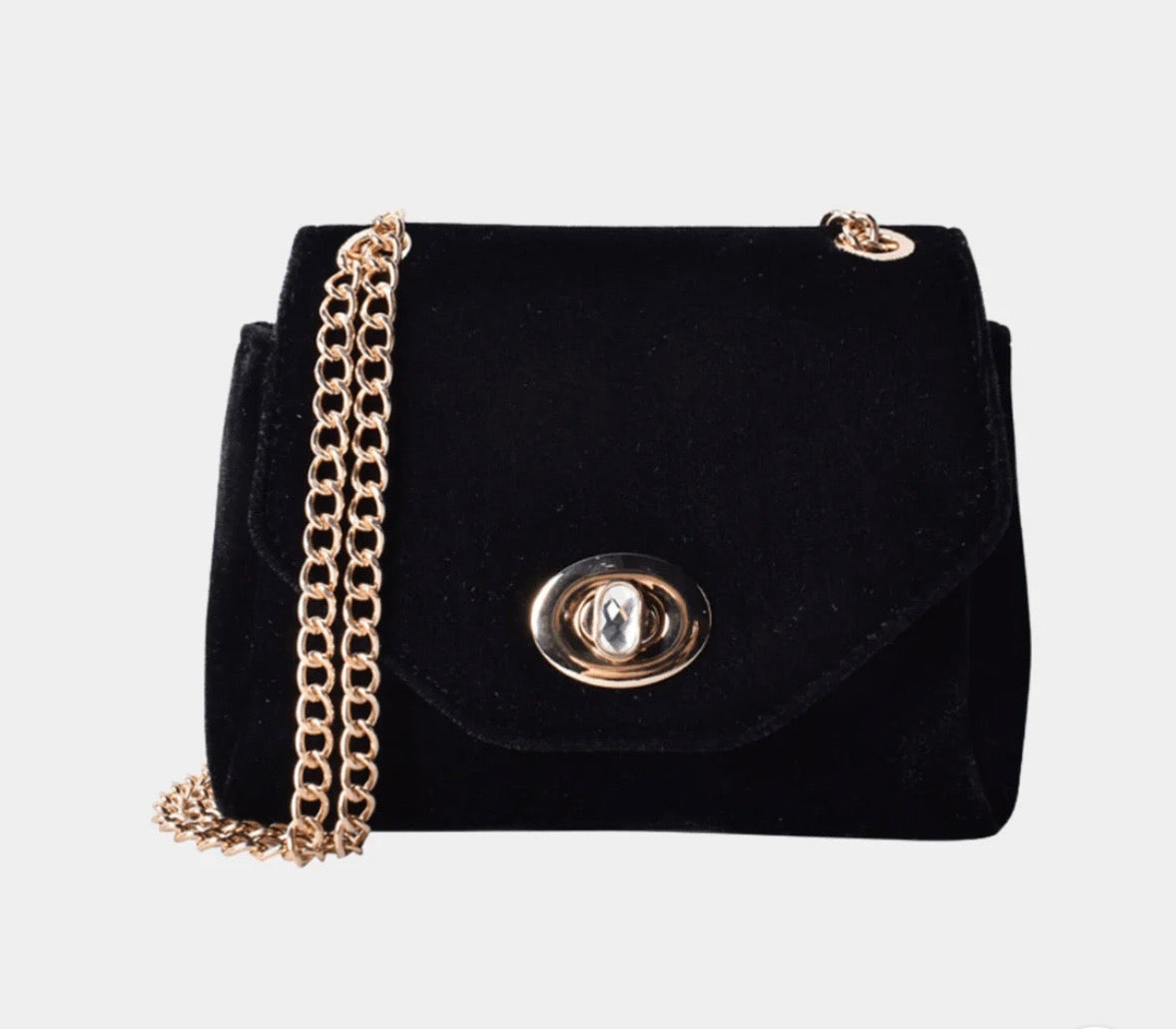 VELOUR TURN LOCK BAG