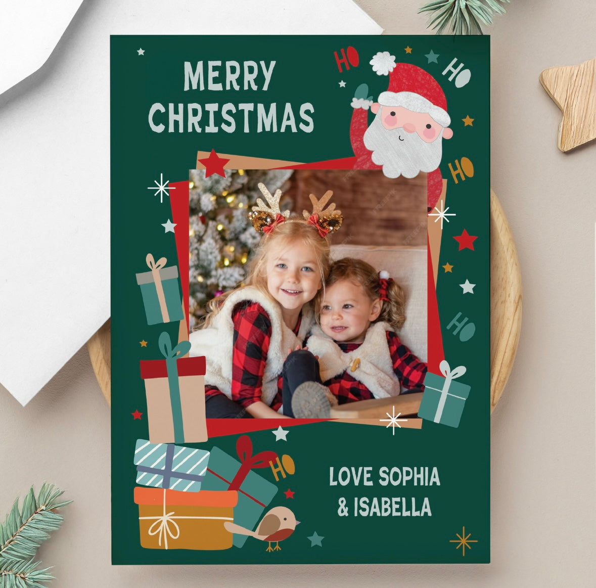 Personalised Photo Upload Pack of 10 Santa Christmas Cards