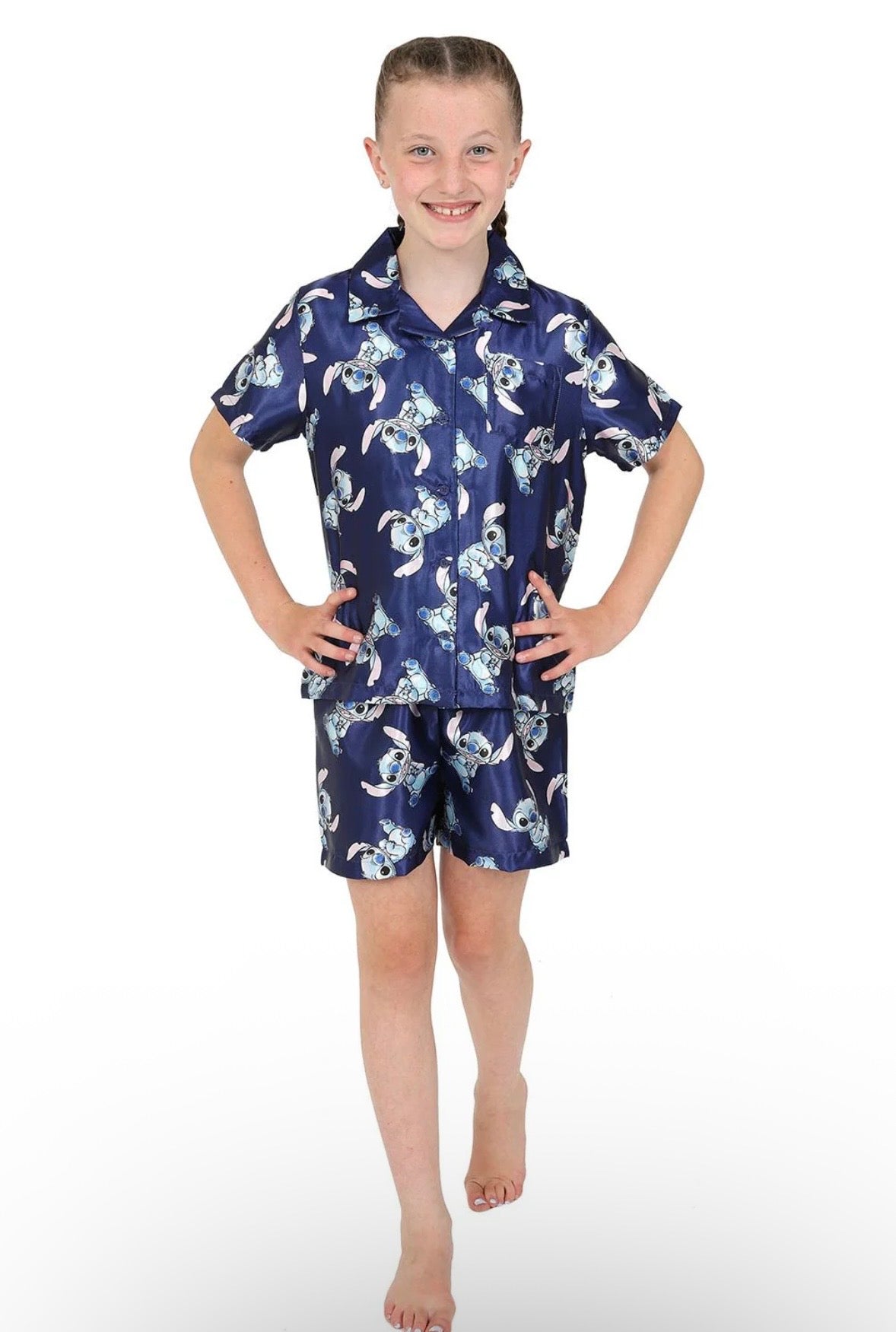 Lilo Pyjamas Navy Satin Short PJs