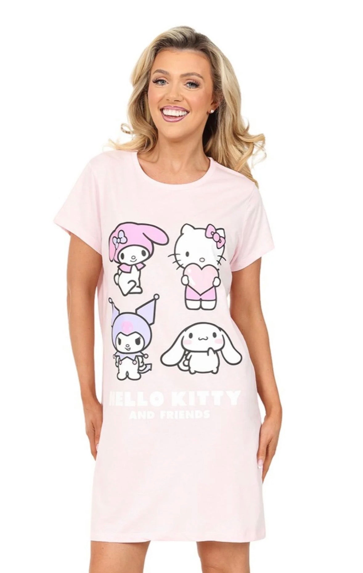 Womens Kitty Pink Nightie Nightdress