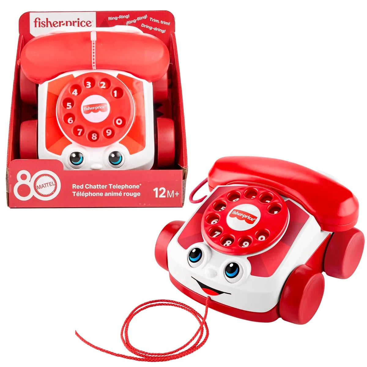 Fisher-Price Mattel 80th Anniversary Red Chatter Telephone