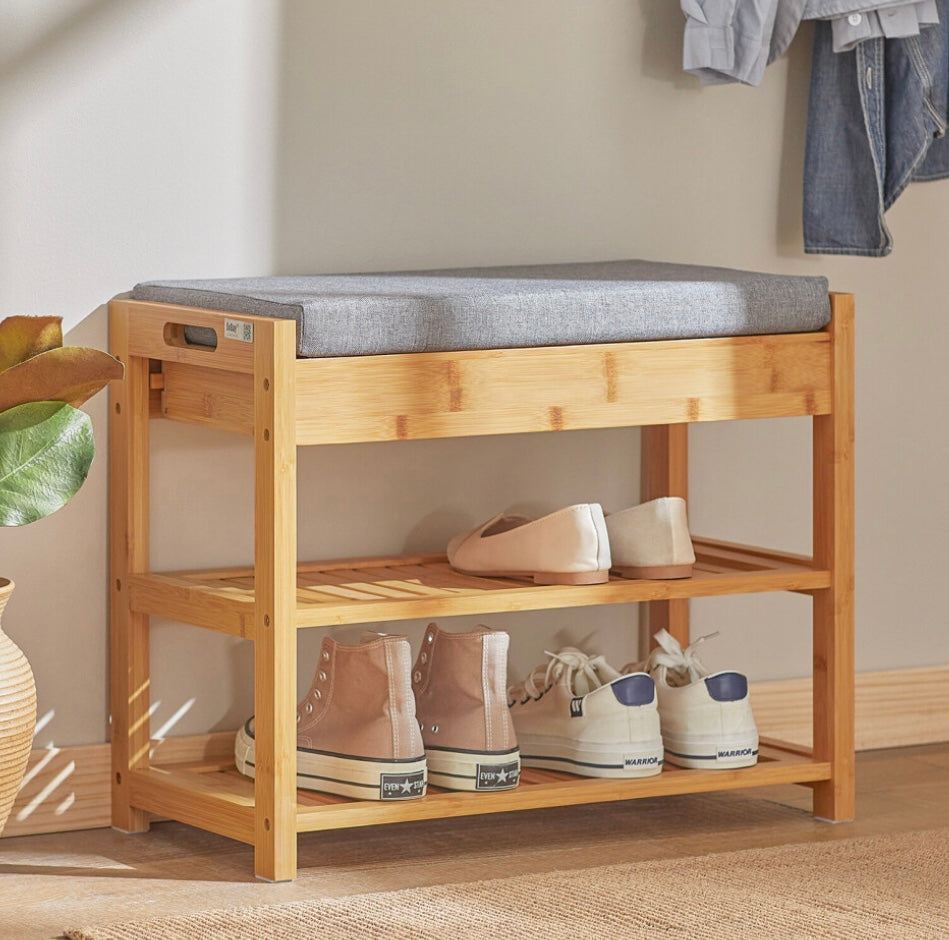 Bamboo Shoe Rack with Lift Up Bench Top