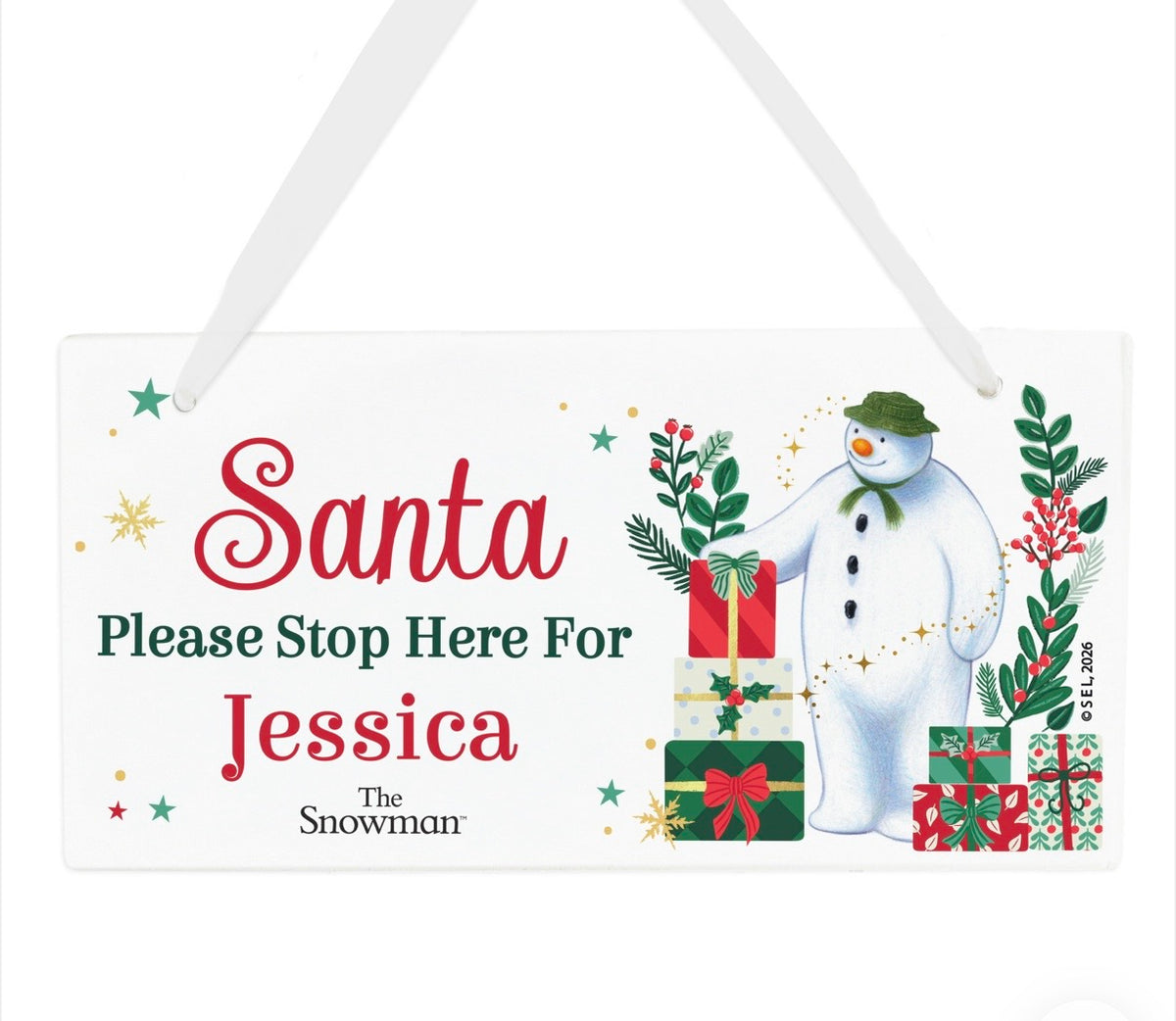 Personalised The Snowman Christmas Wishes Santa Stop Here Sign