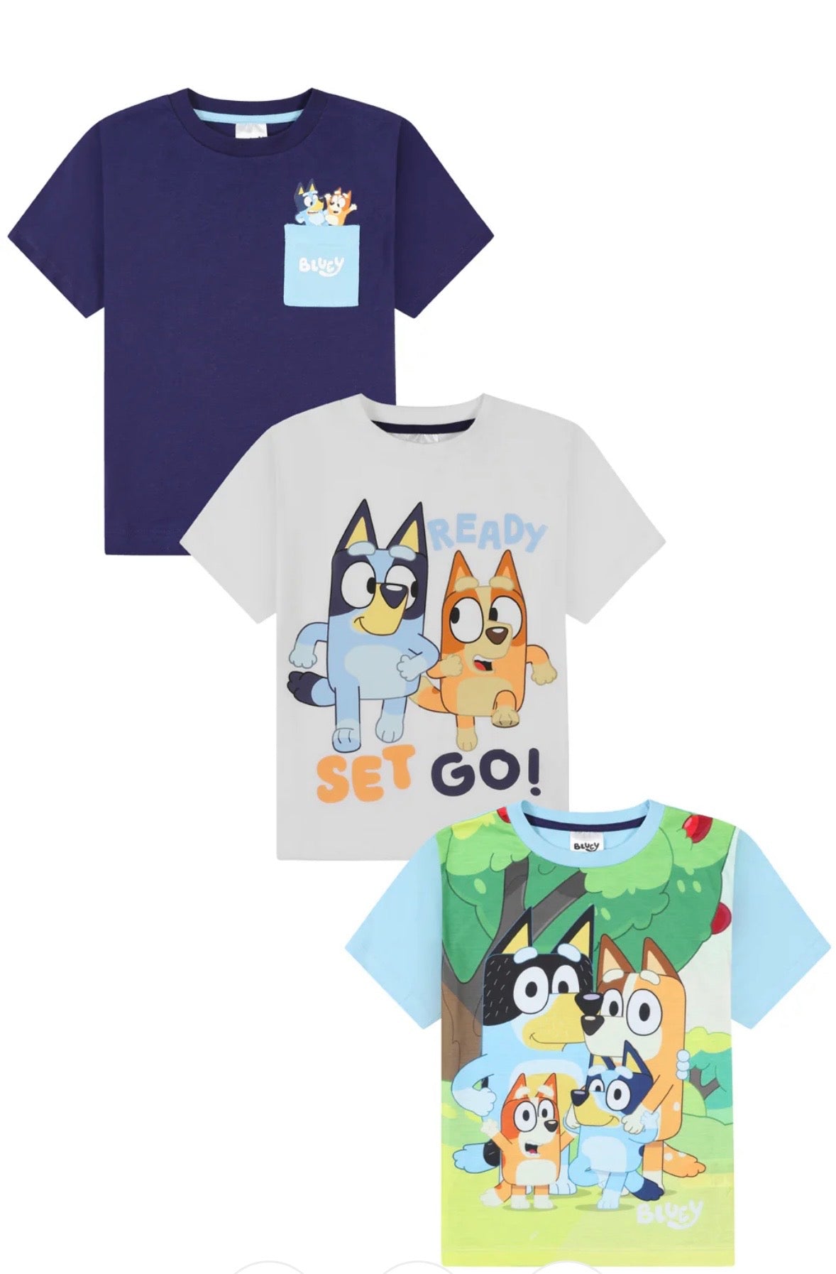 Blue Dog 3 Pack Blue T-Shirts Kids