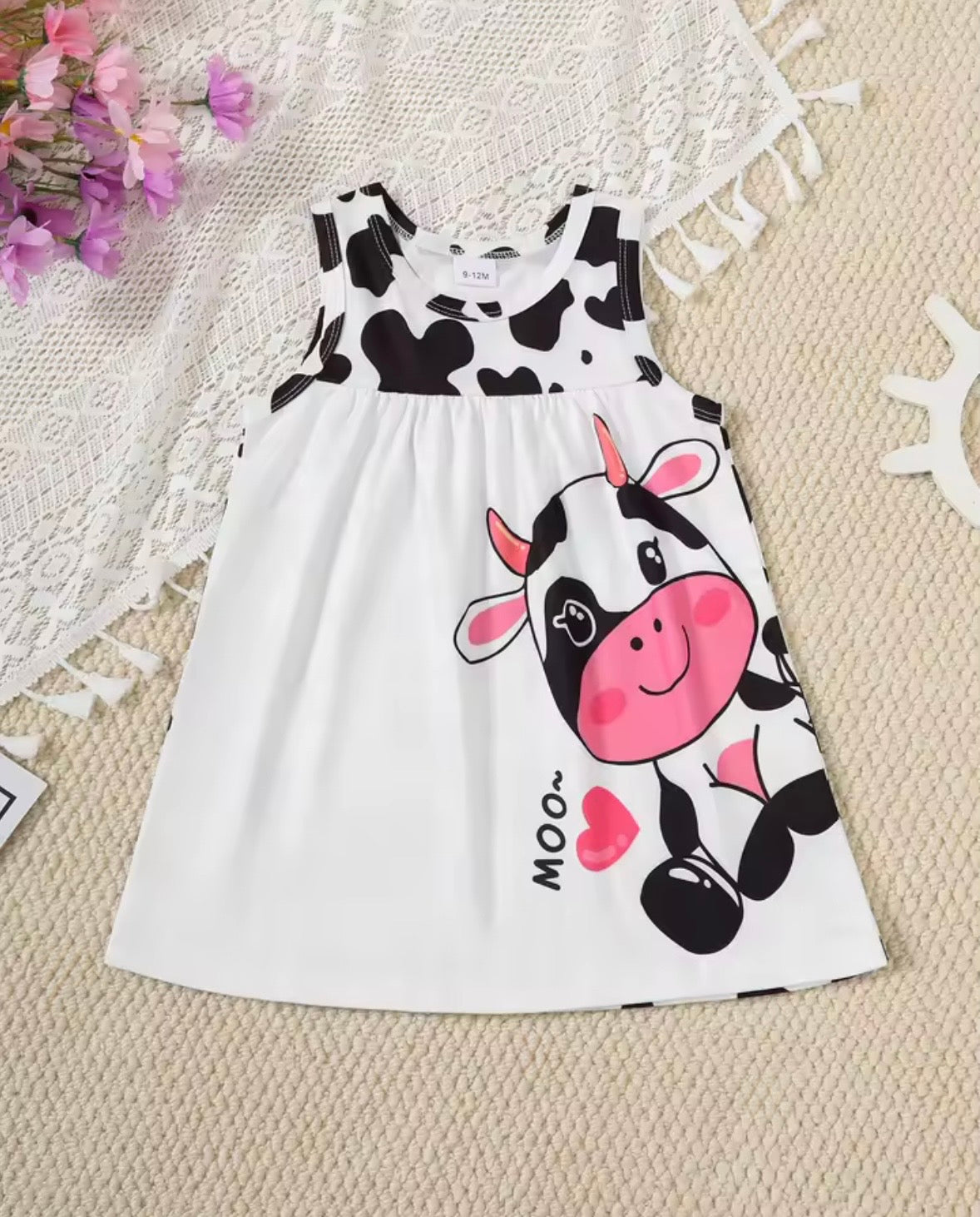 Summer Infant Baby Girls Sleeveless Animal Print Dress 3-Piece Set