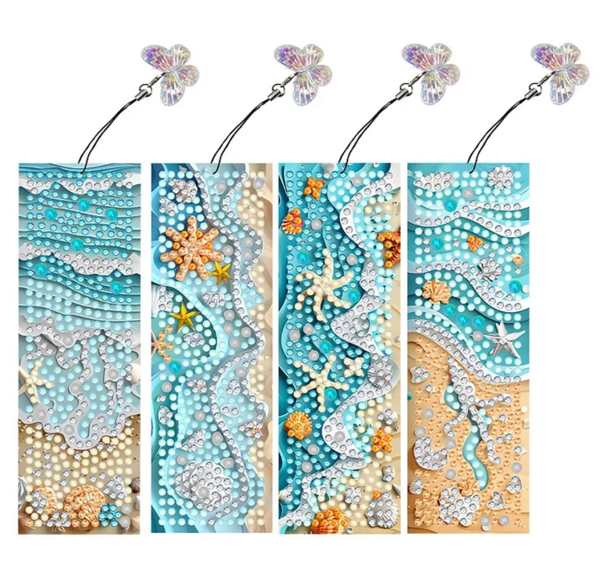 4Pcs Beach Starfish Diamond Art Bookmark
