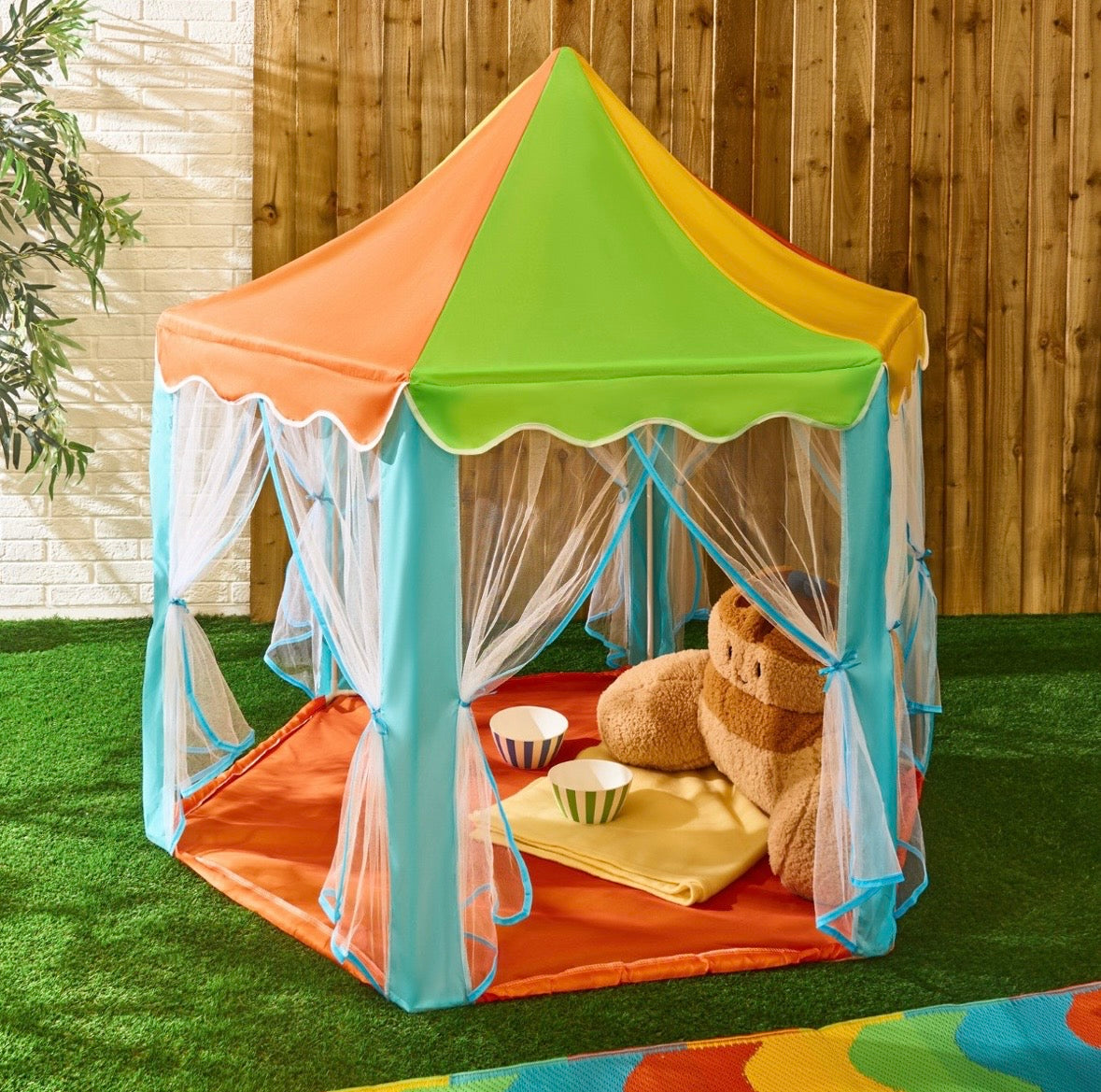 Kids Colour Block Outdoor Play Tent with Curtains - Multi