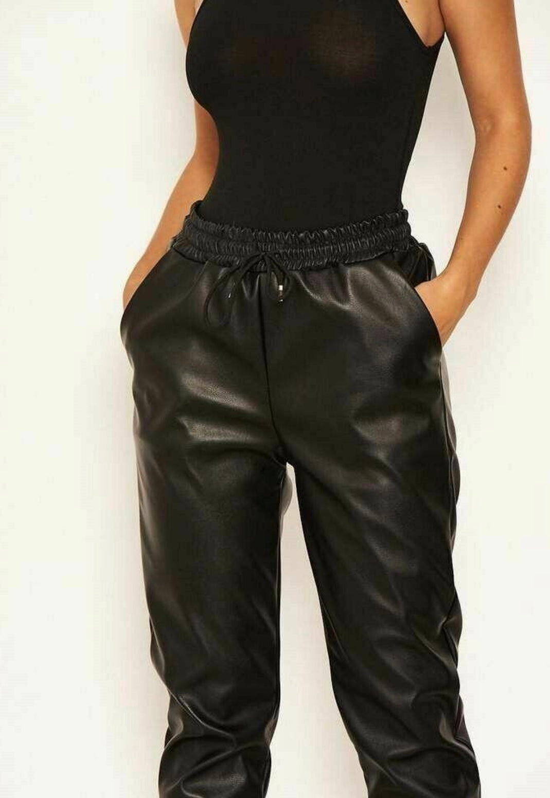 Wet Look Cuffed Bottom Joggers