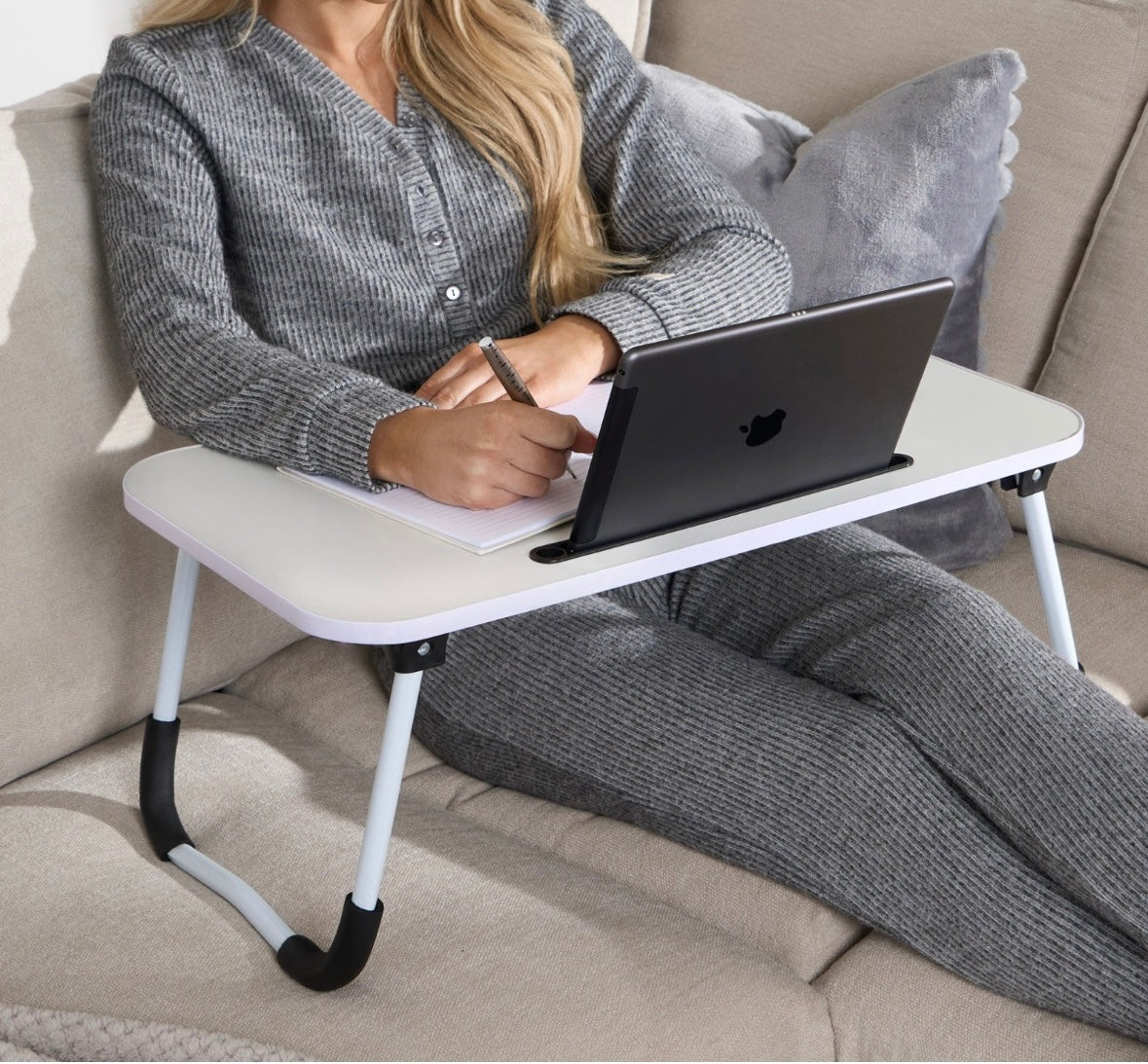 Foldable Laptop Tray Table - White