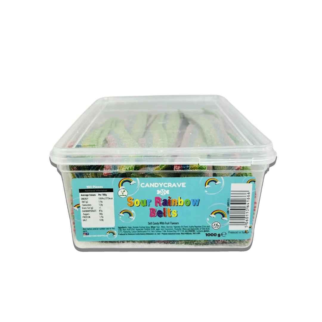 Candycrave Sour Rainbow Belts Tub 100 Count