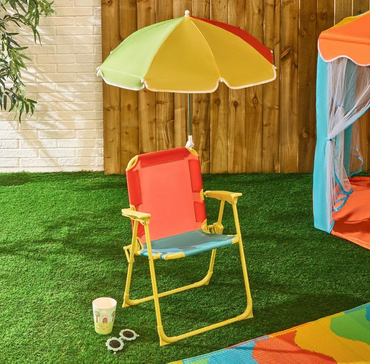 Kids Colour Block Chair with Parasol - Multi
