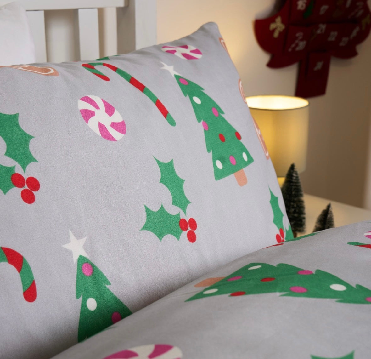 Gingerbread Man Duvet Set - Grey