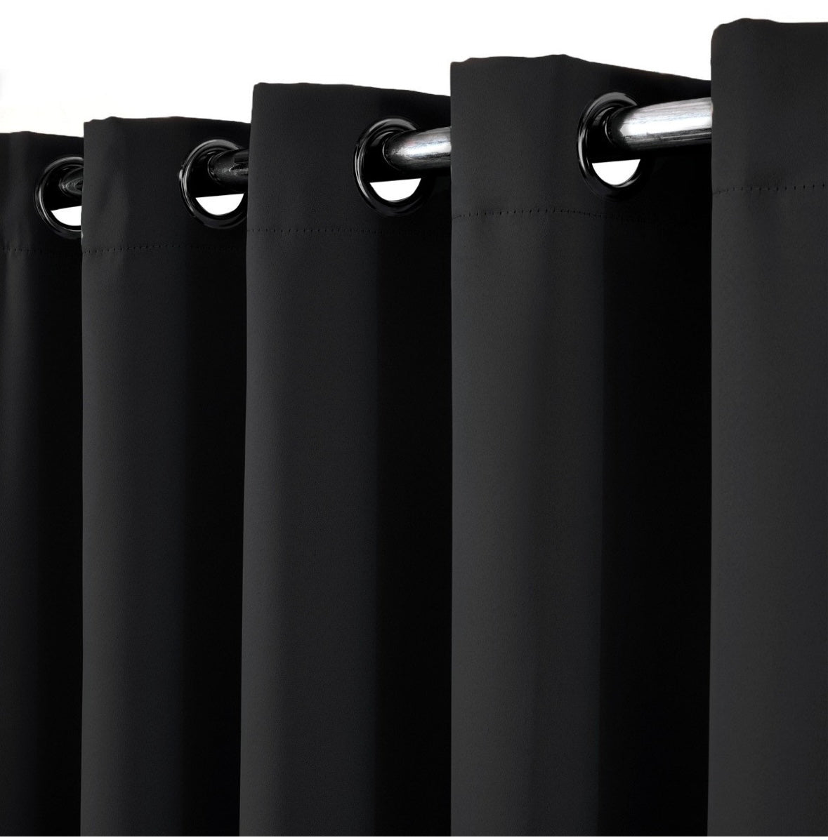 Eyelet Blackout Curtains - Black