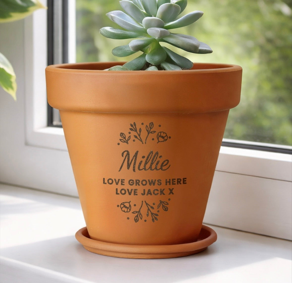 Personalised Floral Terracotta Plant Pot