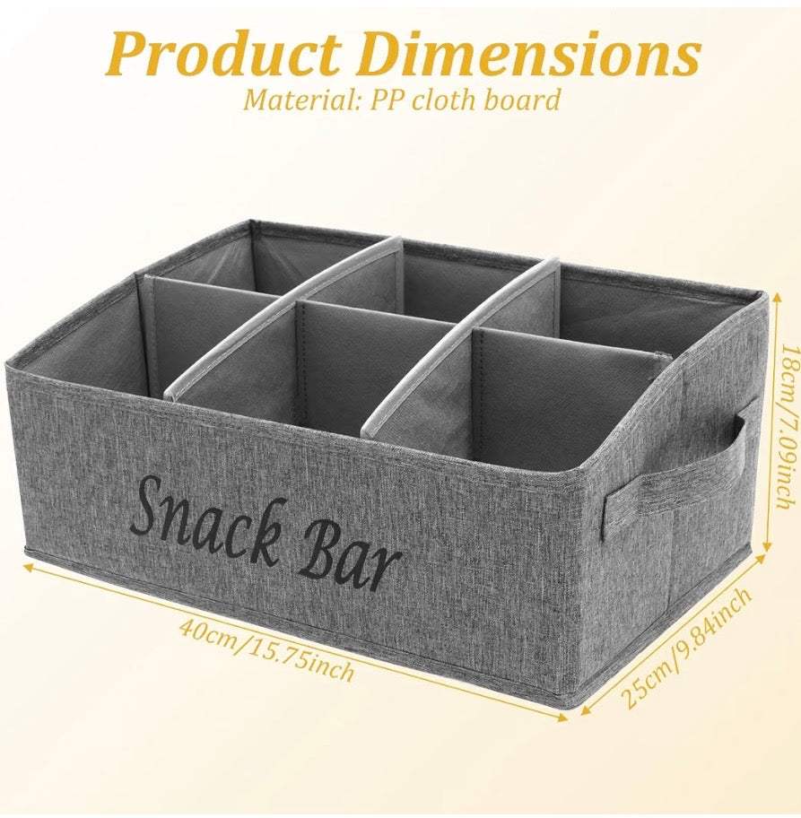 Snack Container, 6 Compartments Fabric Candy Storage Box with Handles