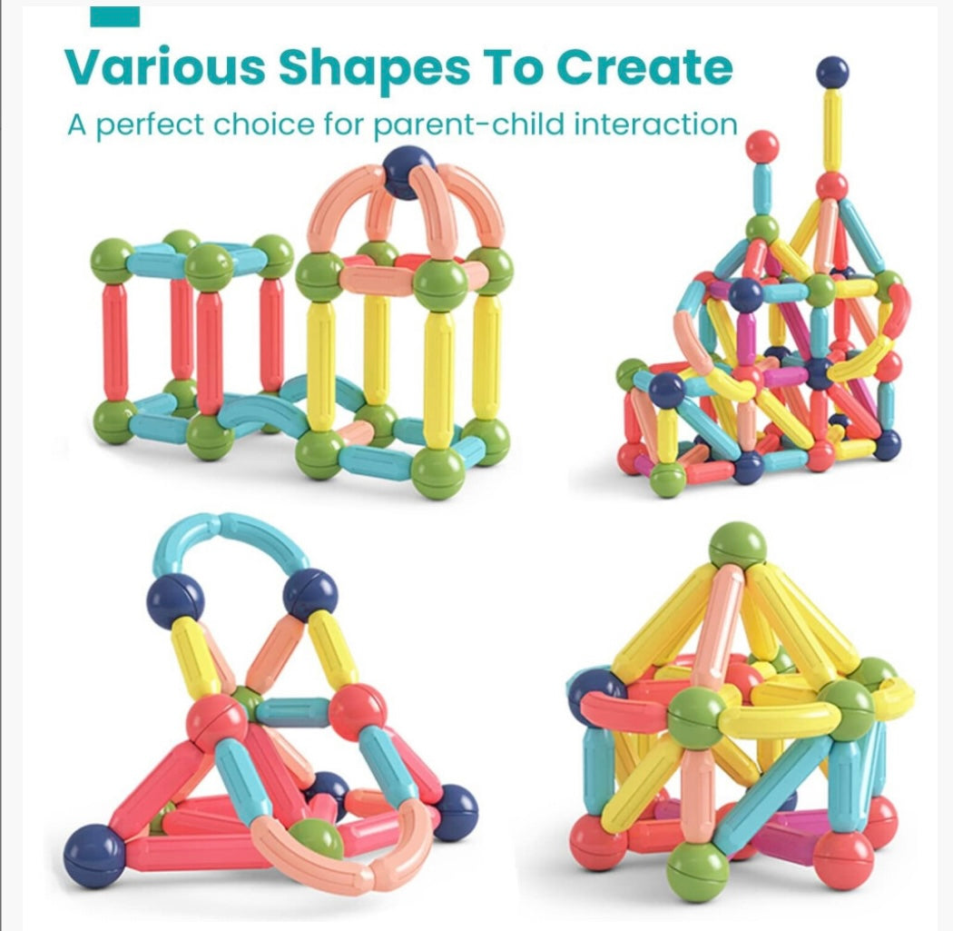 64 Kids Magnetic Construction Set