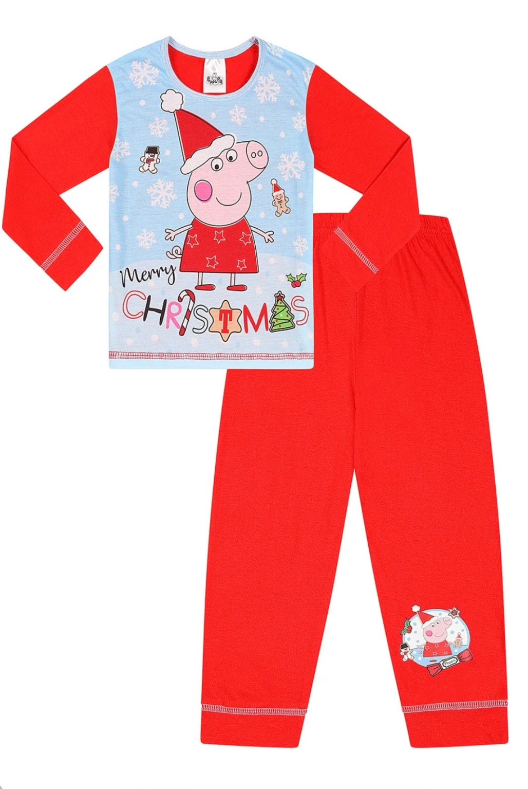 Girls Pig Merry Christmas Pyjamas Red Long PJs