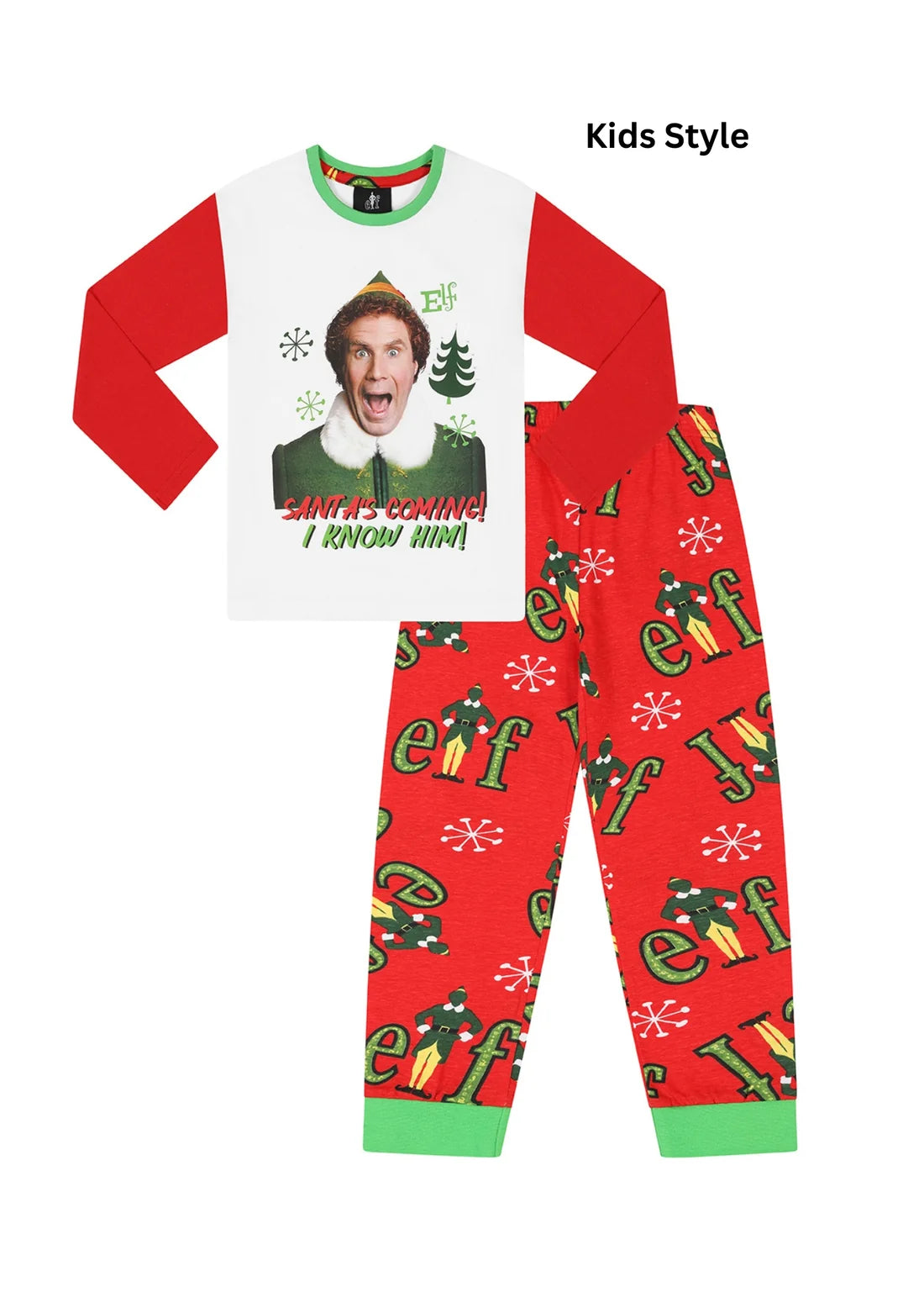 Buddy The Elf Santa's Coming! Matching Family Christmas Long Pyjamas - Adult