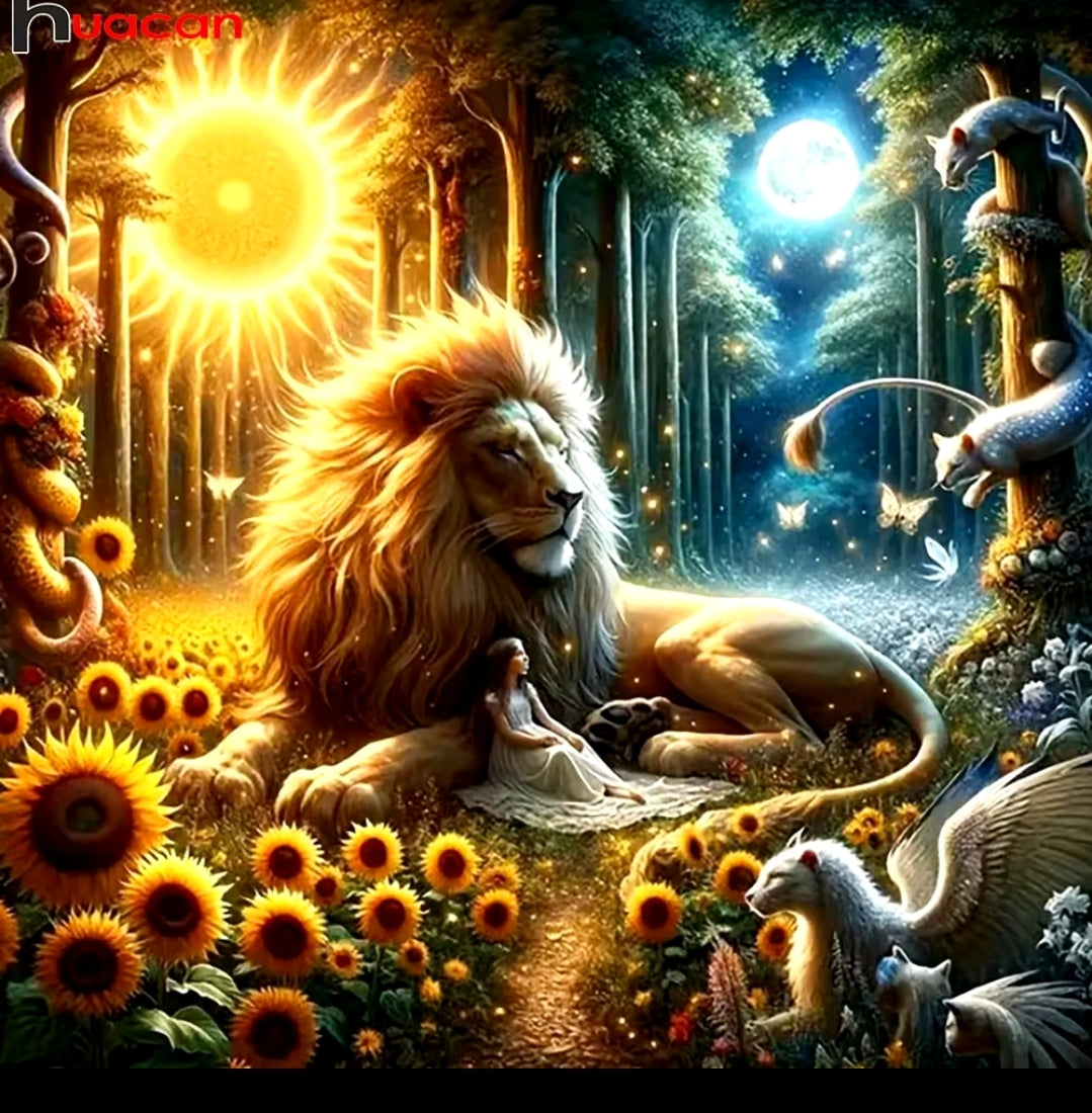 Lion Sun & Moon Diamond Art