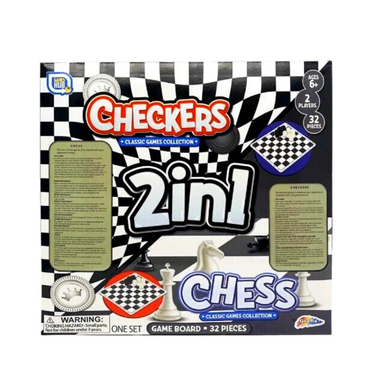 2in1 Chess & Checkers Board Games