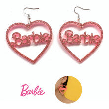 Barbie Glitter Pink Heart Earrings