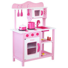 Wooden Toy Kitchen with 19 Piece Accessories Set