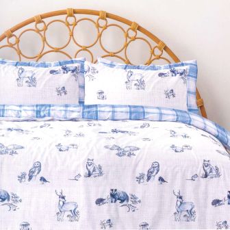 Caledonian Blue Cotton Rich Duvet Set