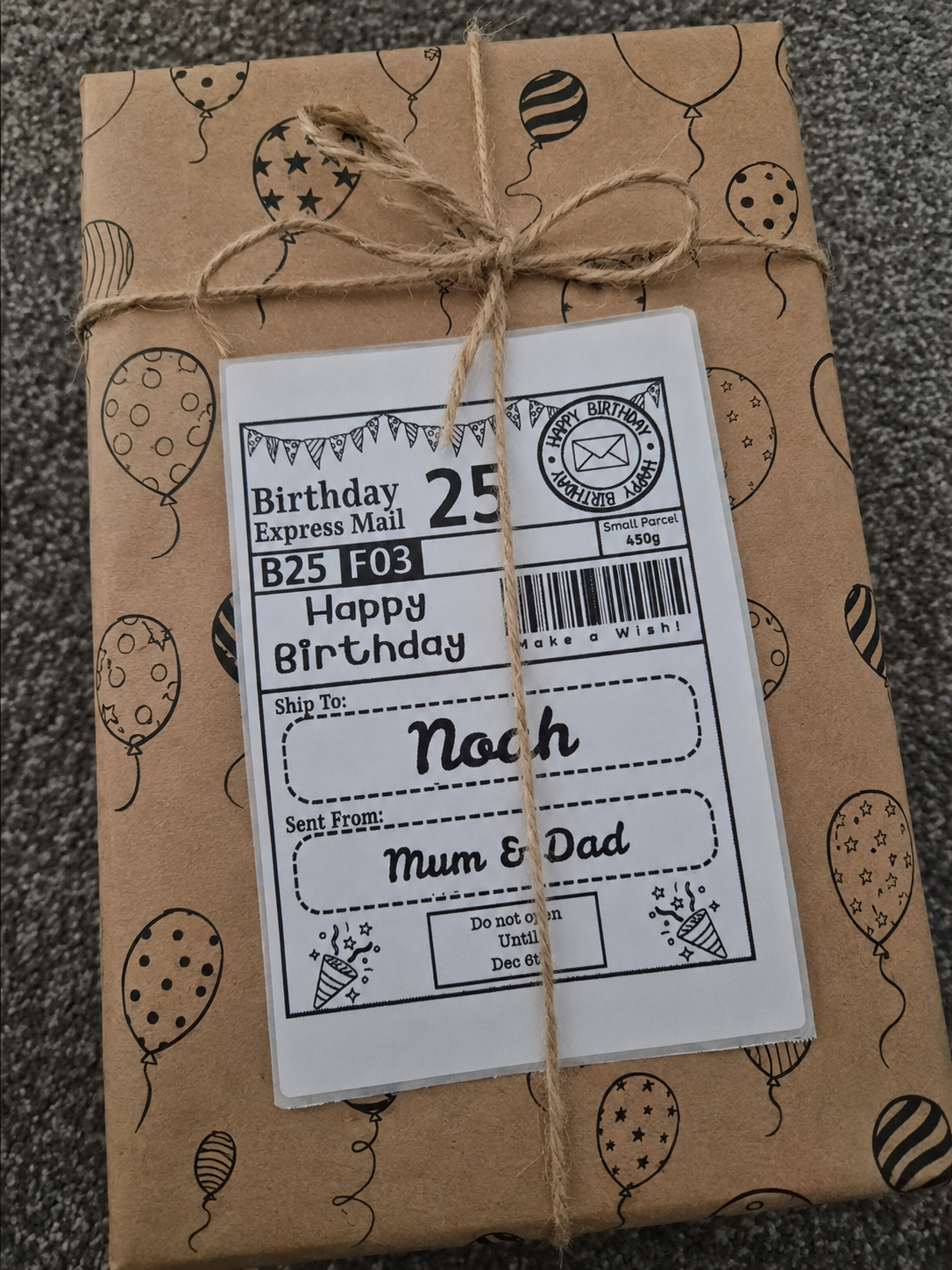 Birthday present labels
