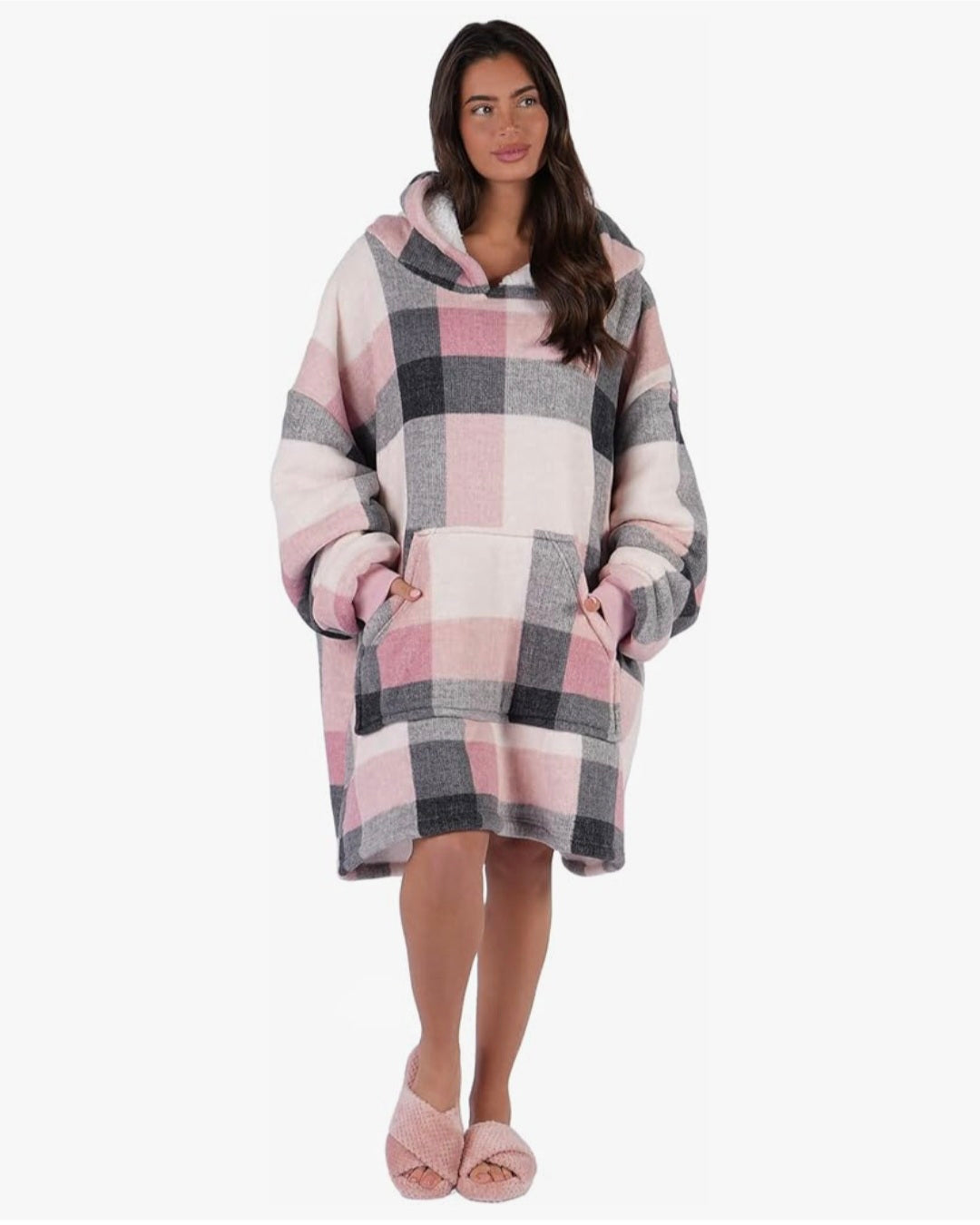 Pink Checkered hoodie Blanket