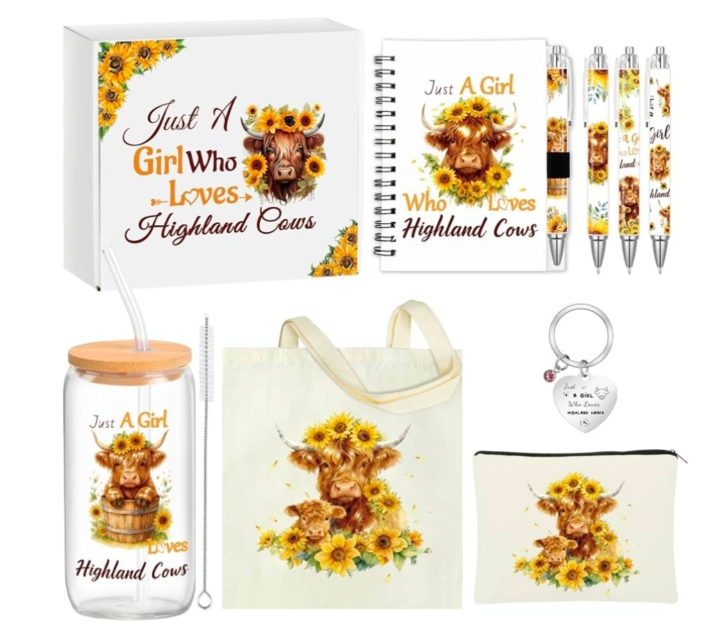 Sunflower Highland Cow Gift Set