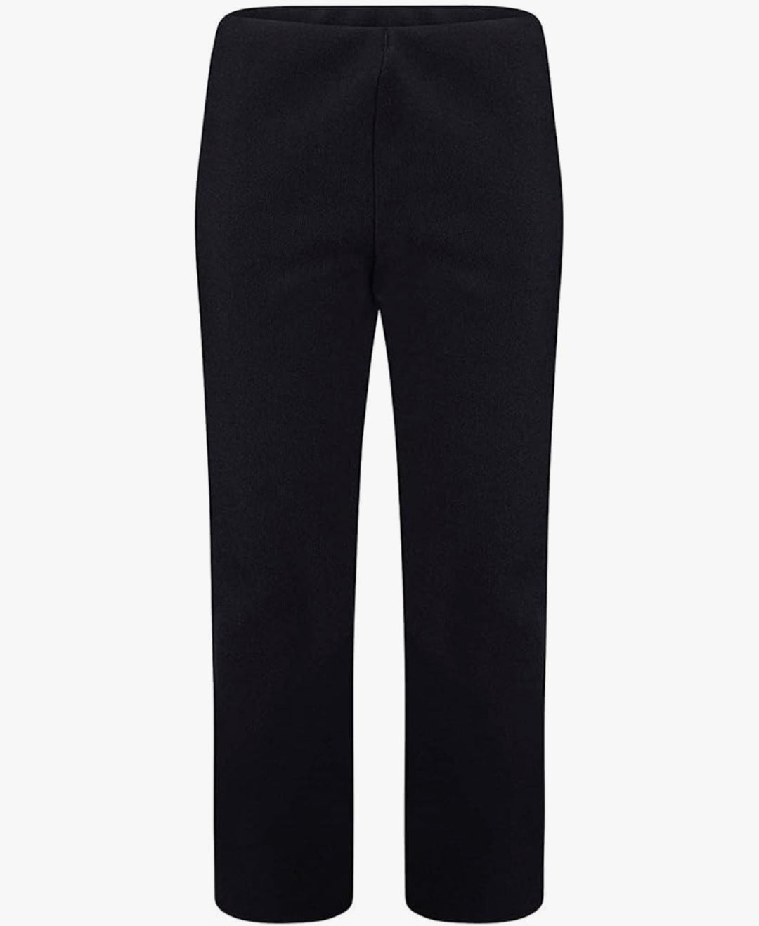 Womens Plus Size Black Pull On Ribbed Bootcut Trousers Curve Elasticated Stretch Pants