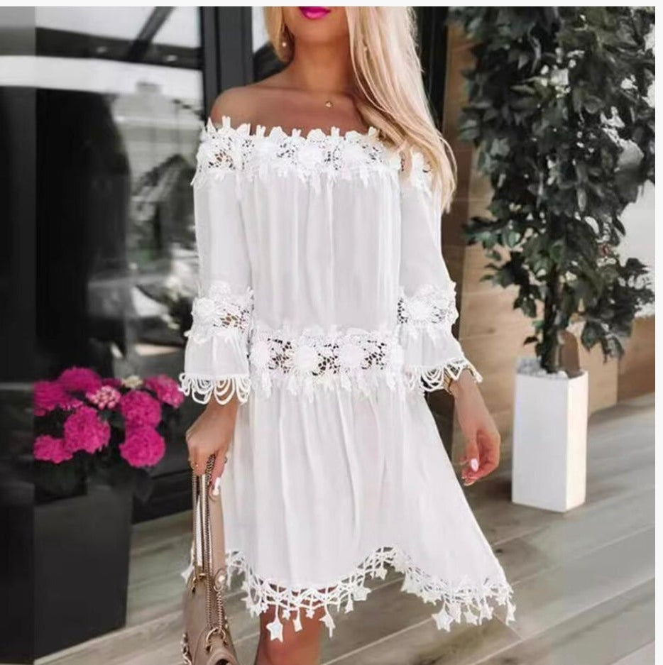 Summer Off Shoulder Strapless Lace Dress