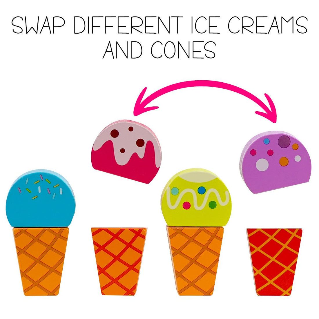 Kids Wooden Ice Cream Shop Set Role Play Toys