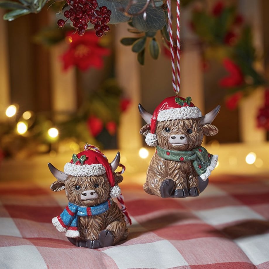 Highland Cow Christmas Pendant 20cm Assorted