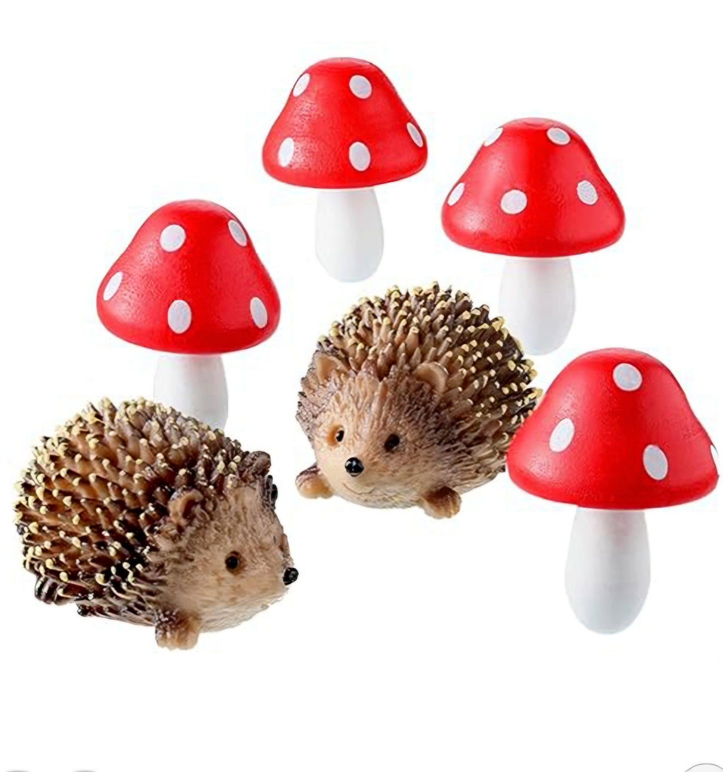 Hedgehogs and Mushroom Miniature Garden Accessories
