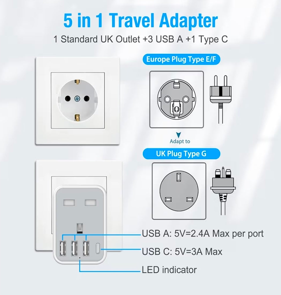 5 in 1 Travel Adaptor