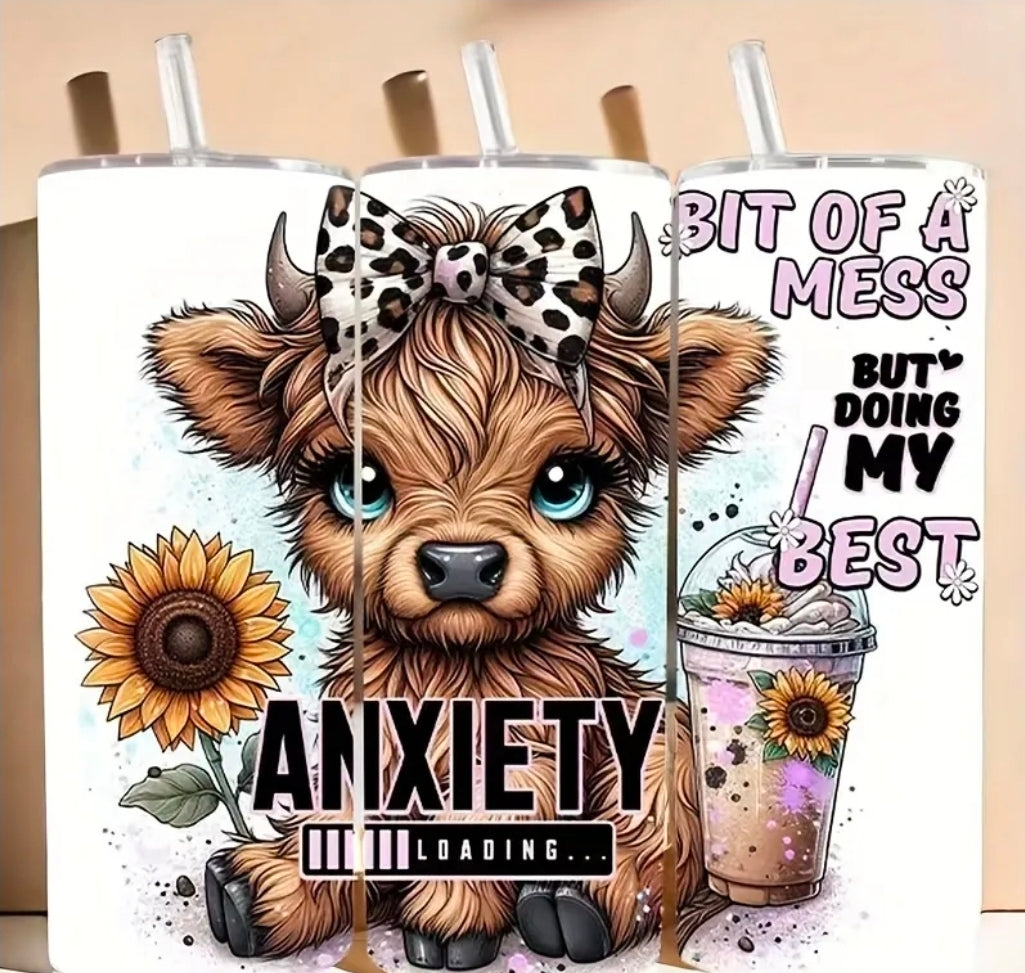 Anxiety Highland Cow Tumbler