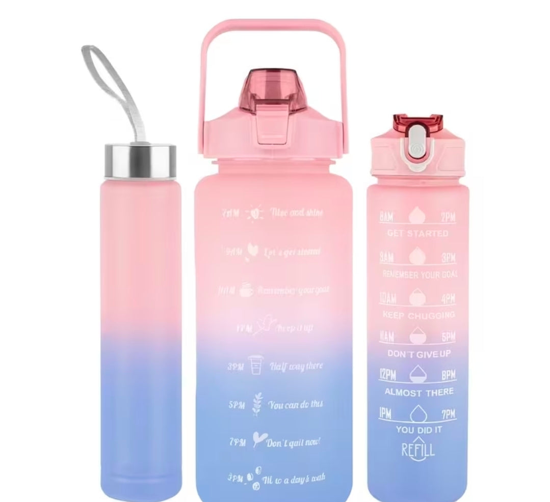 3 Piece Set Motivational Water Bottle