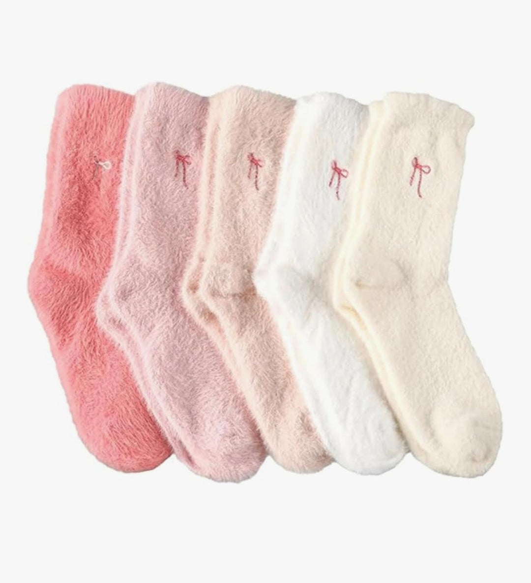 5 Pairs Fluffy Cosy Socks Ladies With Bow