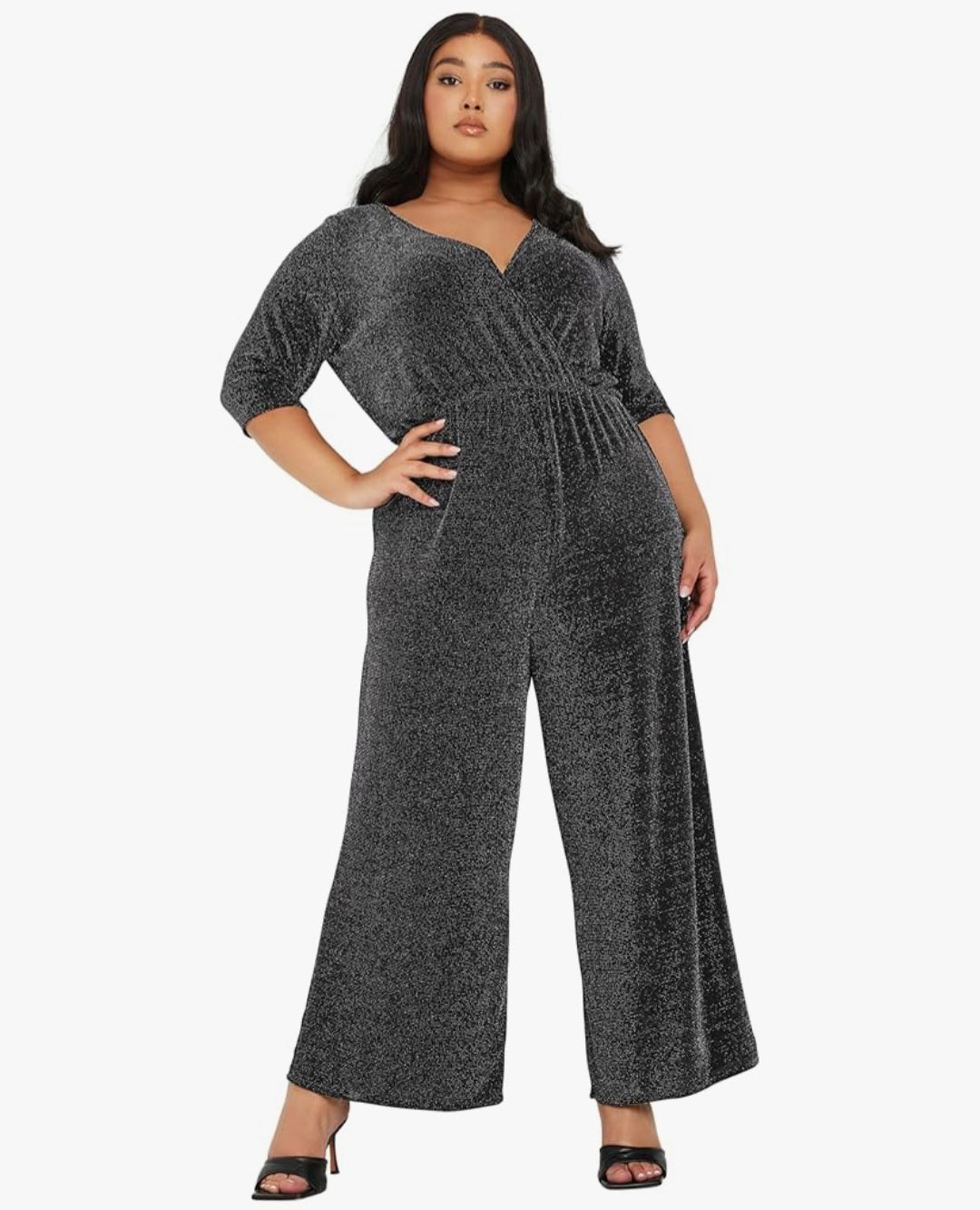 Curve Metallic Wrap Jumpsuit