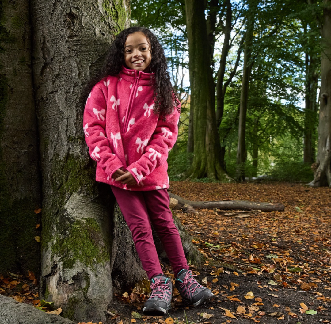 Kids Bow Print Half Zip Fleece