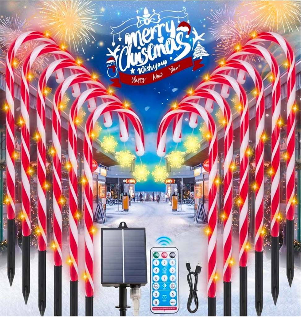 12Pk Candy Cane Lights