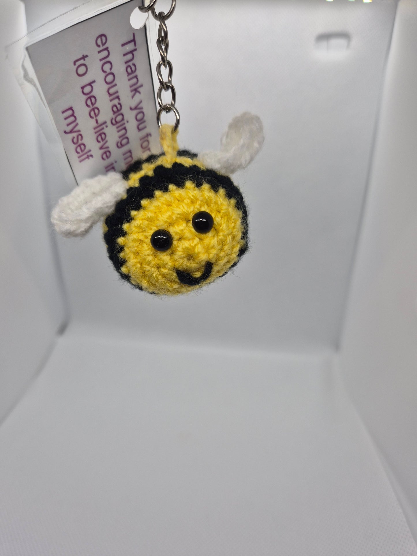 Handmade 'Bee-lieve in myself' keyring