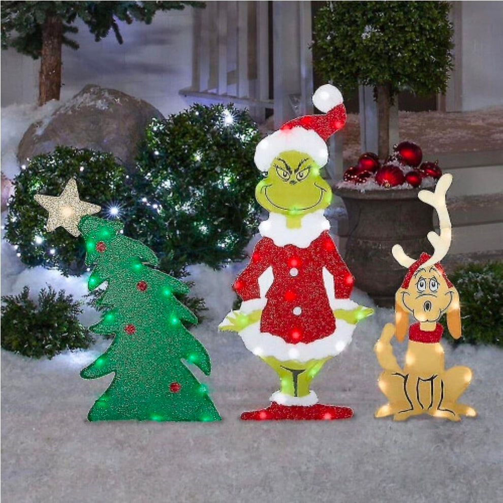 3pc Lighting Xmas Tree Grinch Set