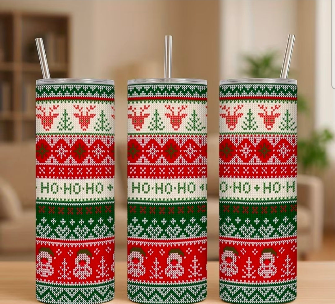 Knit Pattern Christmas Tumbler