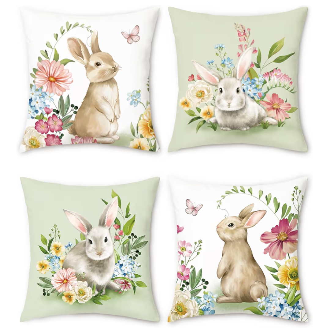 Spring Bunny Cushion Covers 45 x 45 cm Set of 4