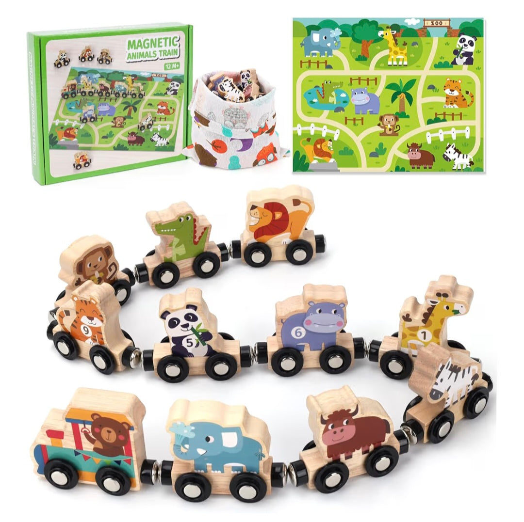Montessori Toys Magnetic Wooden Train Set