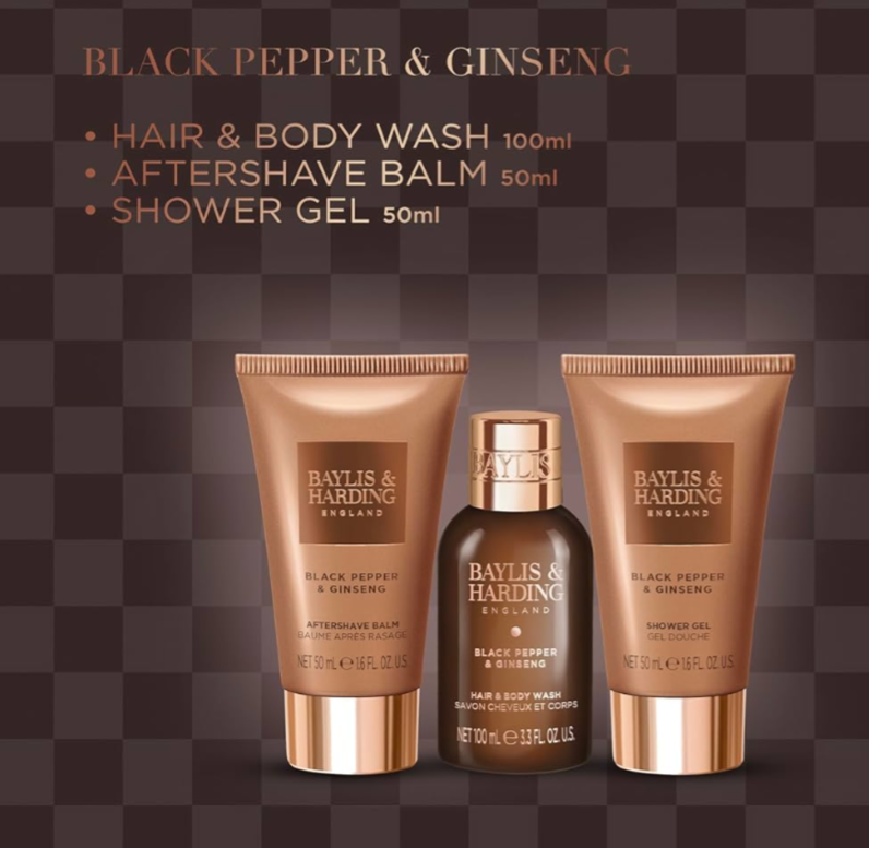 Baylis & Harding Black Pepper & Ginseng Men's Luxury Mini Trio Gift Set